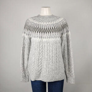 Wind River Grey Fair Isle Knit Sweater Size L